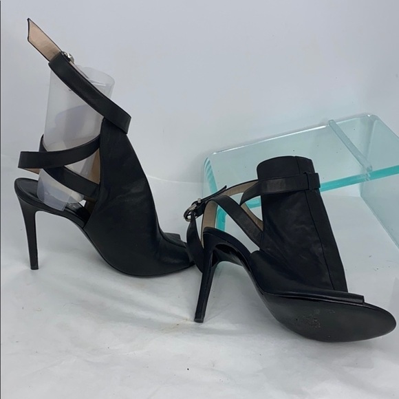 Barbara Bui Sz 38 Black Leather Ankle Wrap Heels - Picture 2 of 16